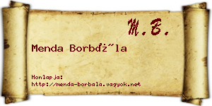Menda Borbála névjegykártya