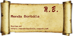 Menda Borbála névjegykártya